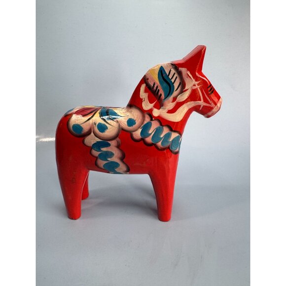 Nils Olsson Other - Rare Swedish Red Dala Siljan's Horse By Nils Olsson Hand-Painted Folk Art 7"